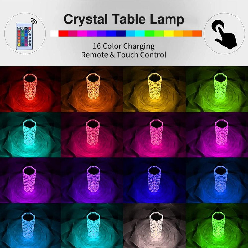 Luminária de Mesa de Cristal LED USB - Sensível ao Toque - Start Fácil