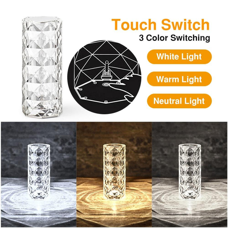Luminária de Mesa de Cristal LED USB - Sensível ao Toque - Start Fácil